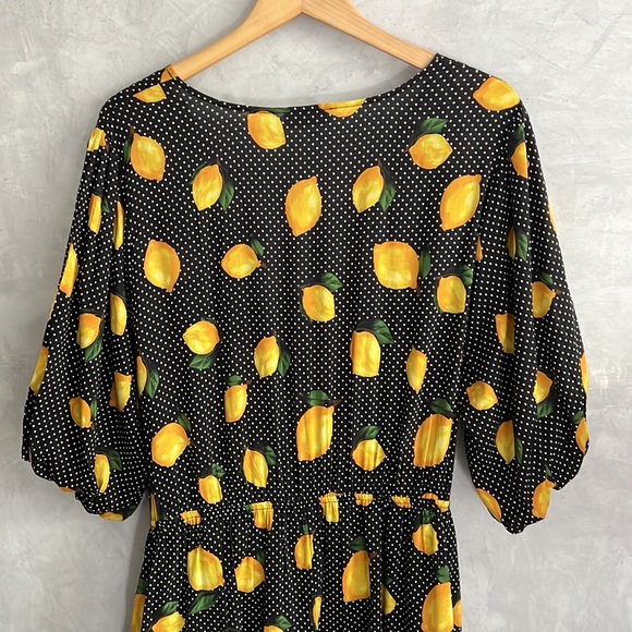 ESTELLE Print Limonata Tie Waist Cotton Blend Dress, 3X - Picture 8 of 12